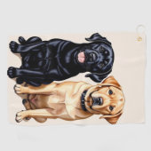 Twee Labrador Retrievers Golf Handdoek (Horizontaal)
