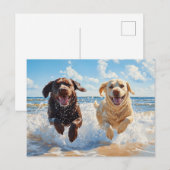 Twee Labrador Retrievers op het strand Briefkaart (Voorkant / Achterkant)