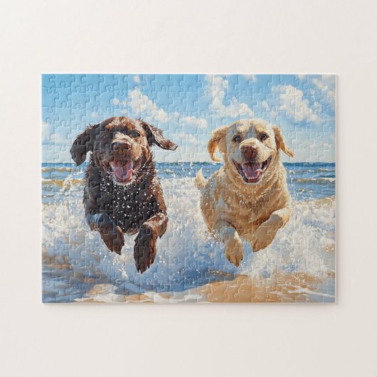 Twee Labrador Retrievers op het strand Legpuzzel (Horizontaal)