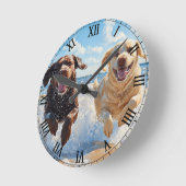 Twee Labrador Retrievers op het strand Ronde Klok (Hoek)
