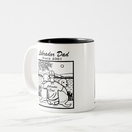 Twee Labradors en papa Tweekleurige Koffiemok (Voorkant links)