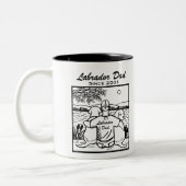 Twee Labradors en papa Tweekleurige Koffiemok (Links)