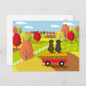 Twee labradors op de hooikart in het Briefkaart va (Voorkant / Achterkant)