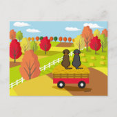 Twee labradors op de hooikart in het Briefkaart va (Voorkant)