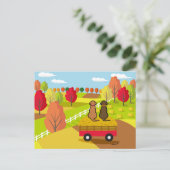 Twee labradors op de hooikart in het Briefkaart va (Staand voorkant)