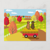 Twee labradors op de hooikart in het Briefkaart va (Voorkant)