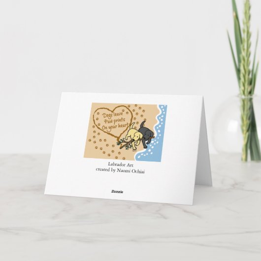 Twee Labradors Paw Prints Zand Letter Kaart (Achterkant)