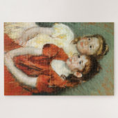 Twee lachende jonge meisjes (door Mary Cassatt) Legpuzzel (Horizontaal)