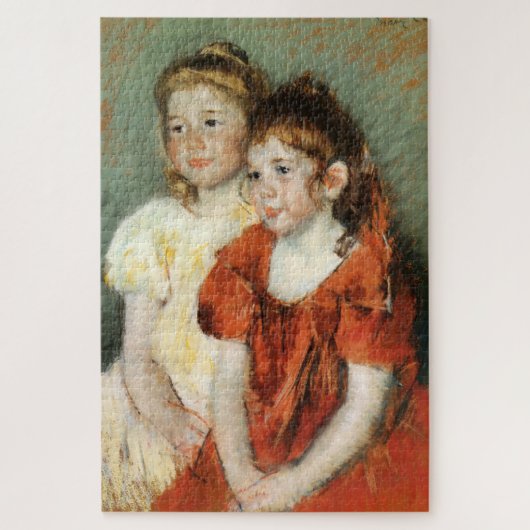 Twee lachende jonge meisjes (door Mary Cassatt) Legpuzzel (Verticaal)