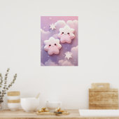 Twee lachende sterren in dromenland poster (Keuken)