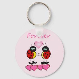 Twee Ladybugs met Pillow Hearts, voor eeuwig Woord Sleutelhanger