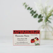 Twee Ladybugs op een Vloeiend Visitekaartje (Staand voorkant)