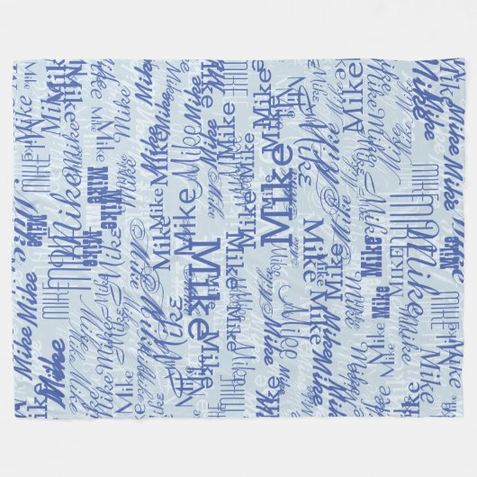 Twee lagen (2-tint blauw) Gestempelde Naam all-ove Fleece Deken (Voorkant (Horizontaal))