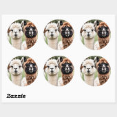 Twee lama's ronde sticker (Vel)