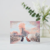 Twee land Welsh Corgis in de sneeuw Briefkaart (Staand voorkant)