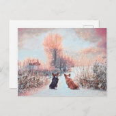 Twee land Welsh Corgis in de sneeuw Briefkaart (Voorkant / Achterkant)