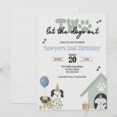 Twee laten de honden uit | Uitnodiging 2e verjaard (Voorkant / Achterkant)