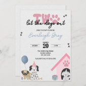 Twee laten de honden uit | Uitnodiging 2e verjaard (Voorkant / Achterkant)