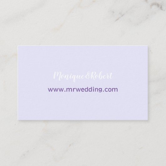 Twee lavendeltjes - monogram bruiloft website informatiekaartje (Achterkant)