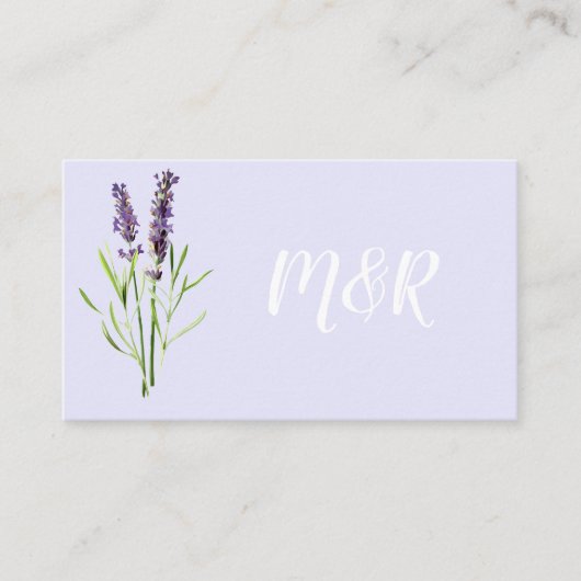 Twee lavendeltjes - monogram bruiloft website informatiekaartje (Voorkant)