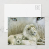 Twee leeuwen in het kunstontwerp voor de rustperio briefkaart (Voorkant / Achterkant)