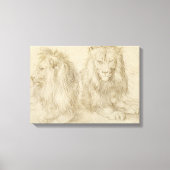 Twee leeuwen (wilde dieren) (Albrecht Durer) Canvas Afdruk (Voorkant)