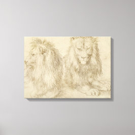 Twee leeuwen (wilde dieren) (Albrecht Durer) Canvas Afdruk