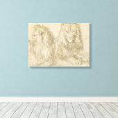 Twee leeuwen (wilde dieren) (Albrecht Durer) Canvas Afdruk (Insitu (Houten vloer))