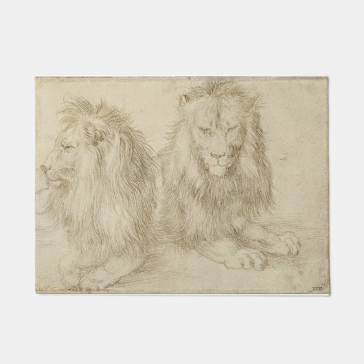 Twee leeuwen (wilde dieren) (Albrecht Durer) Deurmat (Voorkant)