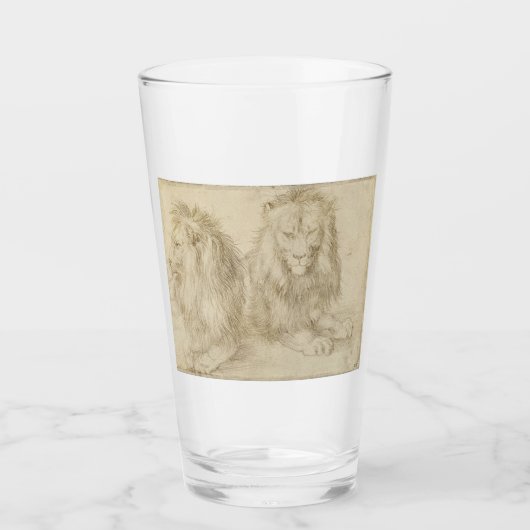 Twee leeuwen (wilde dieren) (Albrecht Durer) Glas (Voorkant)