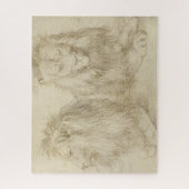 Twee leeuwen (wilde dieren) (Albrecht Durer) Legpuzzel (Verticaal)