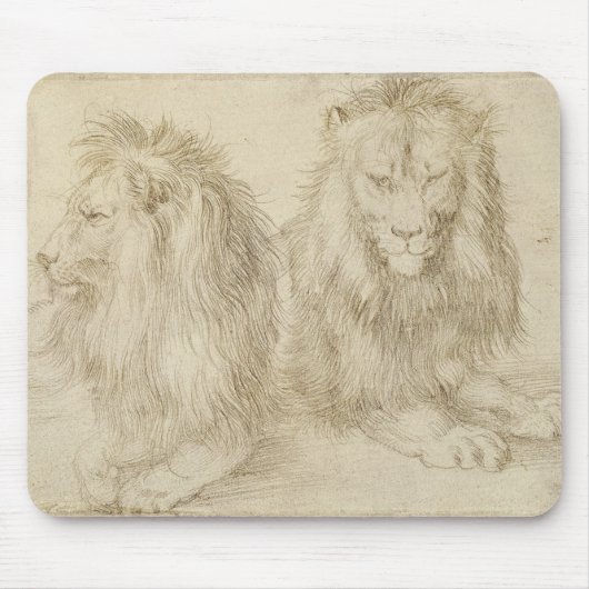Twee leeuwen (wilde dieren) (Albrecht Durer) Muismat (Voorkant)
