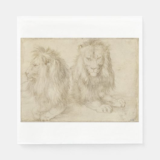 Twee leeuwen (wilde dieren) (Albrecht Durer) Servet (Voorkant)