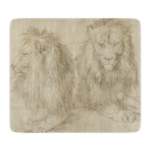 Twee leeuwen (wilde dieren) (Albrecht Durer) Snijplank (Voorkant)