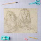 Twee leeuwen (wilde dieren) (Albrecht Durer) Tissuepapier (Craft)