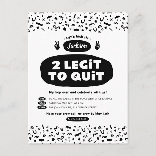 Twee legaten om te stoppen, 90s Hip Hop Birthday Uitnodiging Briefkaart (Voorkant)