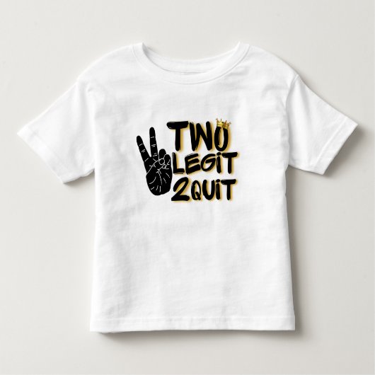 Twee Legit 2 Quit Hip Hop 2e Verjaardag Zwart & Go Kinder Shirts (Voorkant)