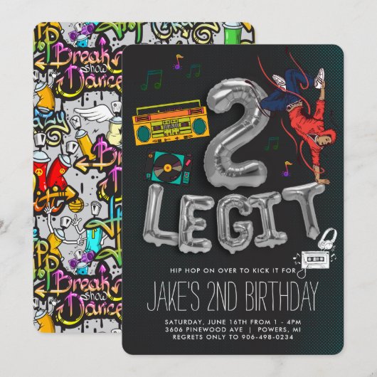 Twee Legit om 90's Hip Hop Birthday Party te beëin (Voorkant / Achterkant)