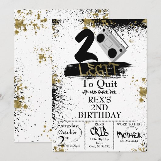 Twee Legit om de Uitnodiging van de Dagen te beëin (Voorkant / Achterkant)