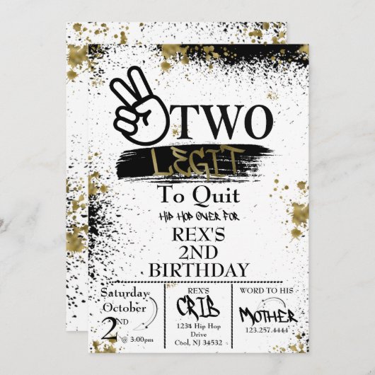 Twee Legit om de Uitnodiging van de Dagen te beëin (Voorkant / Achterkant)