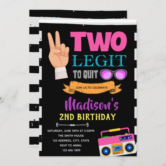 Twee legit om te stoppen met het verjaardagsfeestj kaart (Voorkant / Achterkant)