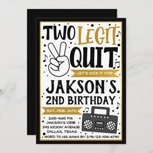 Twee Legit om Uitnodiging te beëindigen Twee Parti (Voorkant / Achterkant)