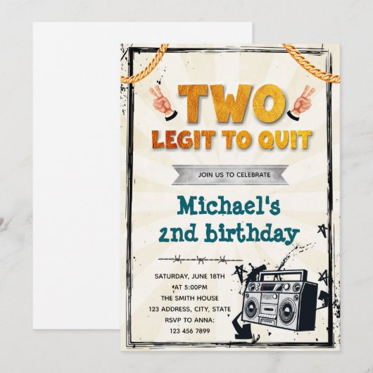 Twee legit om uitnodiging te stoppen (Voorkant / Achterkant)