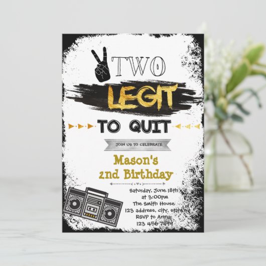 Twee legit om verjaardagsfeestuitnodiging te stopp kaart (Staand voorkant)