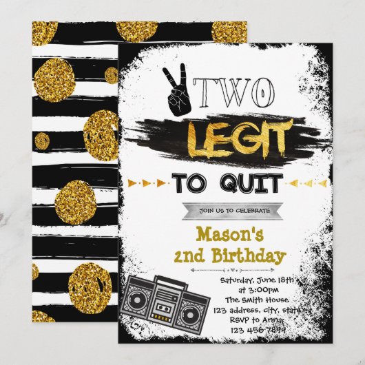 Twee legit om verjaardagsfeestuitnodiging te stopp kaart (Voorkant / Achterkant)