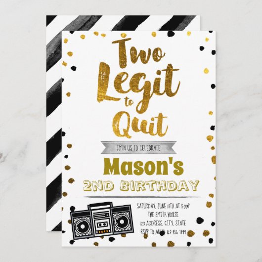 Twee legit om verjaardagsuitnodiging te stoppen kaart (Voorkant / Achterkant)