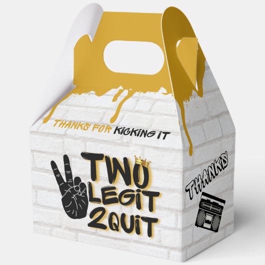 Twee Legit Retro 90's Hip Hop 2e verjaardag Foto Bedankdoosjes (Voorkant)