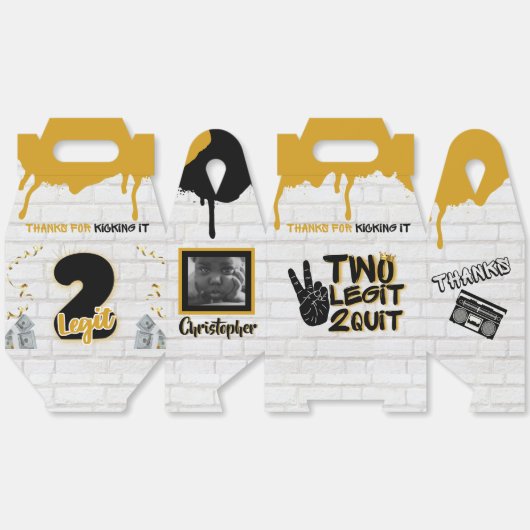 Twee Legit Retro 90's Hip Hop 2e verjaardag Foto Bedankdoosjes (Ongevouwen)