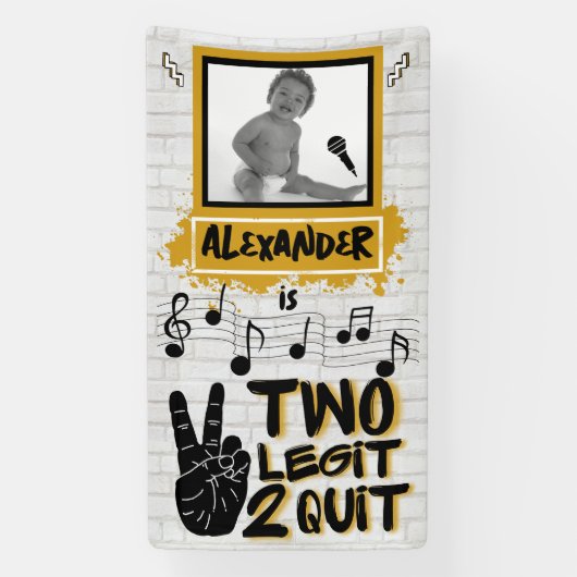 Twee Legit Retro 90's Hip Hop 2e verjaardag Foto Spandoek (Verticaal)