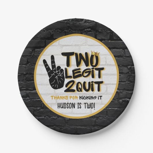 Twee Legit Retro 90's Hip Hop 2e verjaardag Papieren Bordje (Voorkant)